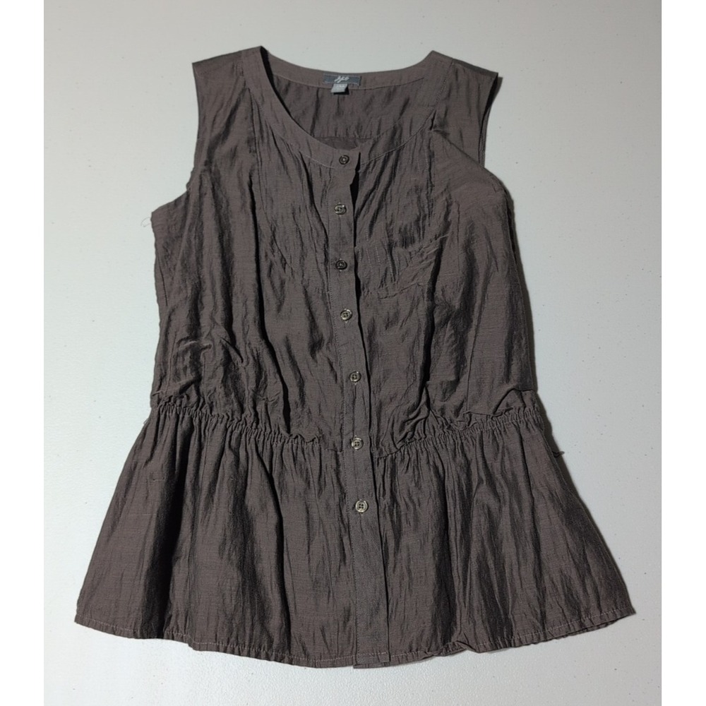 J Jill Sleeveless Cotton Silk Top Women's Cinched Waist Blouse Lightweight Chic